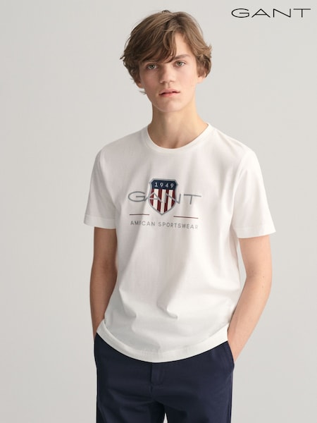 GANT White Archive Shield Teens T-Shirt (F74526) | £30