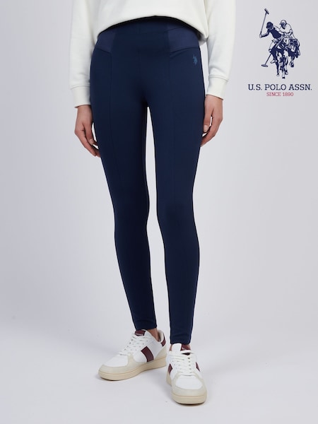 U.S. Polo Assn. Blue Womens Tonal Elastic Waistband Leggings (F74529) | £35