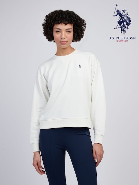 U.S. Polo Assn. Cream Womens Double Horsemen Crew Sweatshirt (F74538) | £50