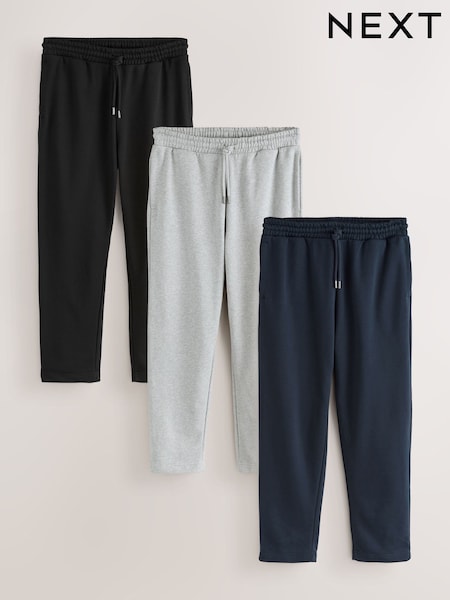 Black/Navy Blue/Grey Marl Cotton Rich Jersey Joggers 3 Pack (F74583) | £75