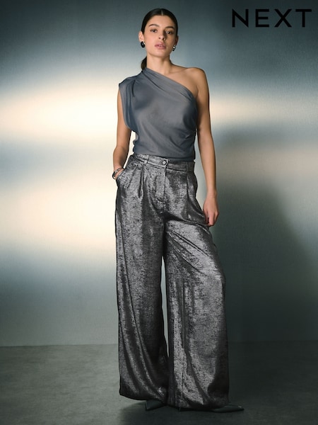 Silver Metallic Super Wide Trousers (F74600) | £42