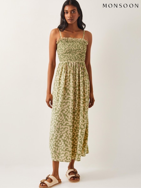Monsoon Green Ania Geometric Bandeau Dress (F74617) | £65
