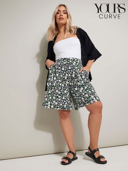 Yours Curve Black Crinkle Jersey Shorts (F74784) | £22