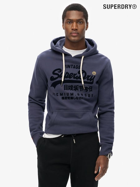 Superdry Blue Vintage Logo Tonal Hoodie (F74839) | £55