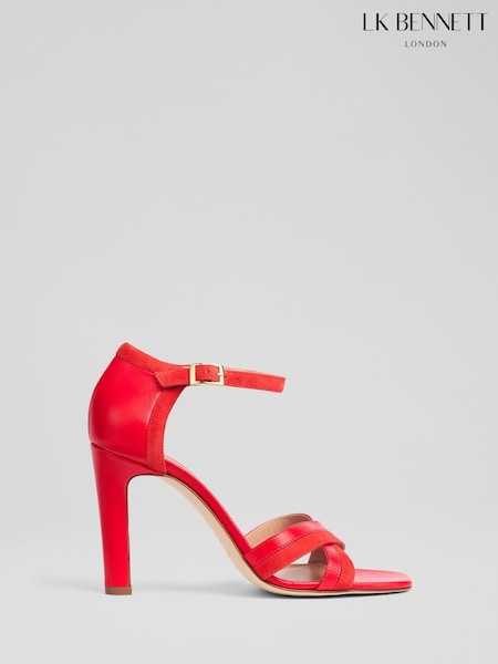LK Bennett Red Lennon Suede & Nappa Colour Block Sandals (F74855) | £269