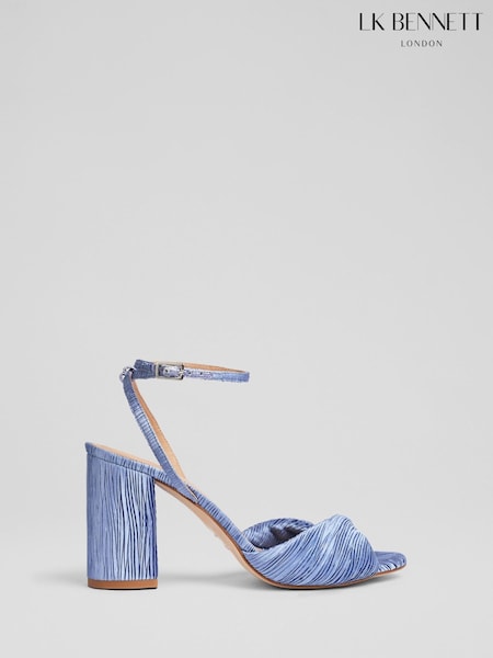 LK Bennett Blue Lilith Blue Fabric Twist Front Sandals (F74856) | £299