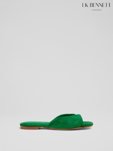 LK Bennett Green Cora Mint Leaf Green Suede Twist Front Sandals (F74862) | £199