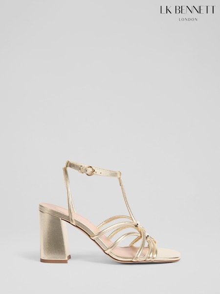 LK Bennett Metallic Noelle Pale Nappa Leather Tubular Oloid Sandals (F74867) | £299
