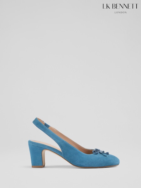 LK Bennett Blue Louise Powder Suede Ballerina Slingback Shoes (F74869) | £249