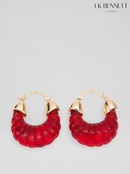 LK Bennett Red Kayla Acetate Resin Hoop Earrings (F74886) | £49