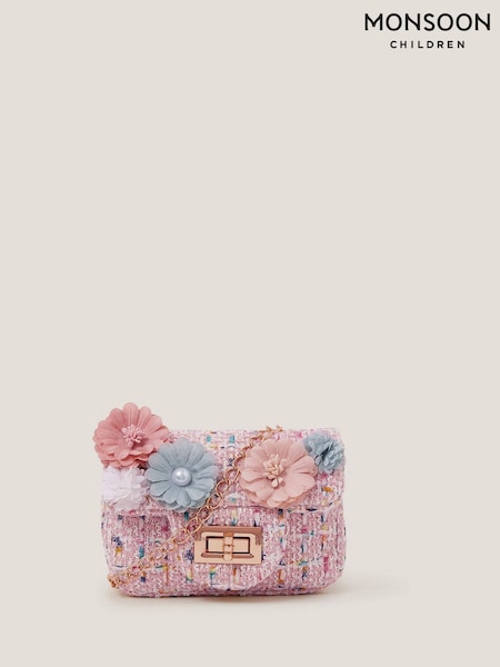 Monsoon Pink Mini Flower Print Boucle Bag (F74893) | £15