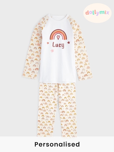 Personalised Girls Rainbow Pyjamas Set by Dollymix (F74917) | £24