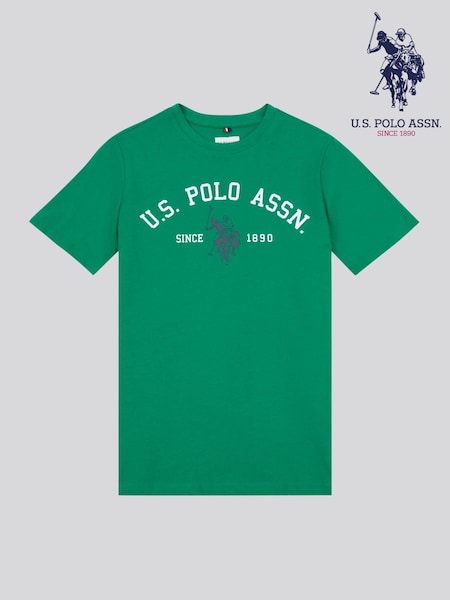 U.S. Polo Assn. Green Boys 100% Cotton Signature Arch Print T-Shirt (F74942) | £20 - £24