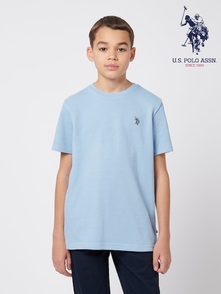 U.S. Polo Assn. Blue Boys Texture Double Horsemen T-Shirt (F74943) | £25 - £30
