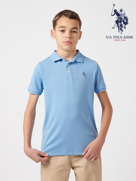 U.S. Polo Assn. Blue Boys 100% Cotton Double Horsemen Rib Polo Shirt (F74963) | £45 - £54