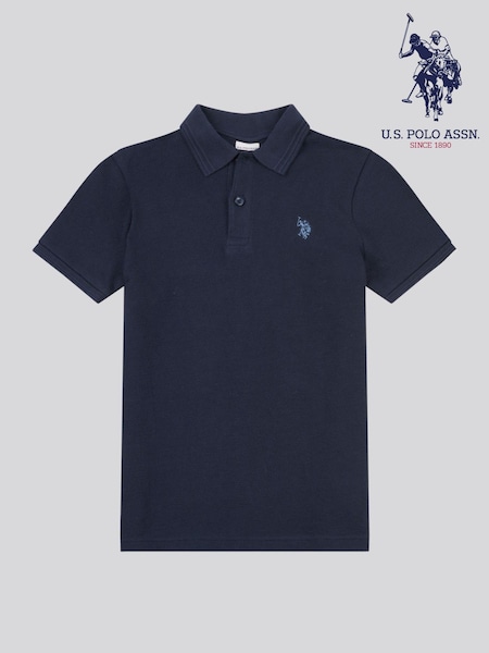 U.S. Polo Assn. Blue Boys 100% Cotton Texture Terry Polo Shirt (F74971) | £40 - £48