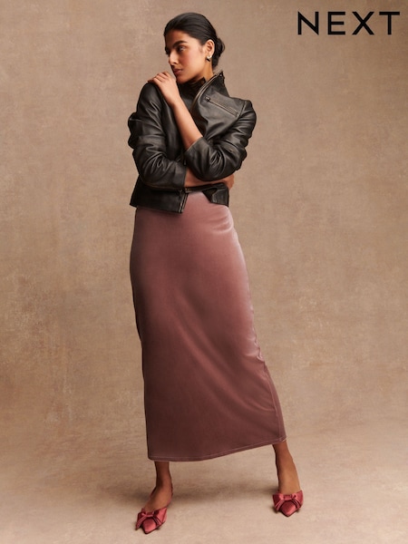 Pink Velvet Column Skirt (F75021) | £35