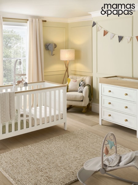 Mamas & Papas White Natural Wedmore 2 Piece Nursery Furniture Set (F75038) | £785