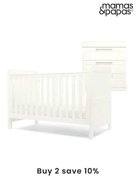 Mamas & Papas White Hampden 2 Piece Nursery Furniture Set (F75054) | £605