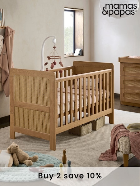 Mamas & Papas Rattan Oak Esna Rattan Nursery Cot Bed (F75060) | £400