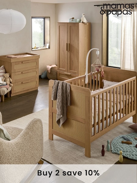 Mamas & Papas 3 Piece Rattan Oak Esna Rattan Nursery Furniture Set (F75070) | £1,000