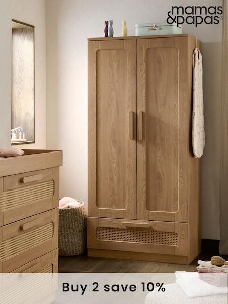 Mamas & Papas Rattan Oak Esna Rattan Nursery Wardrobe (F75073) | £400