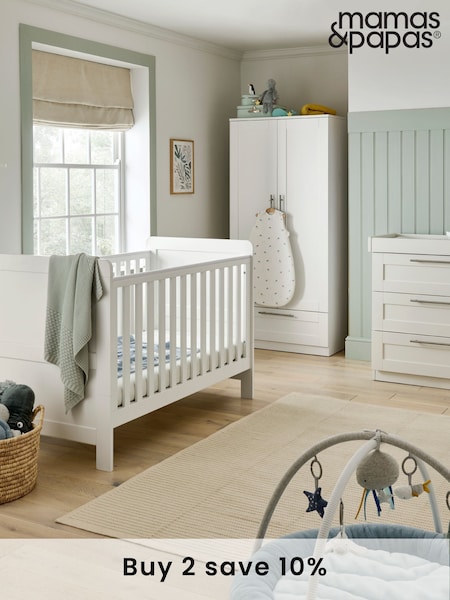 Mamas & Papas White Hampden 3 Piece Nursery Furniture Set (F75074) | £850