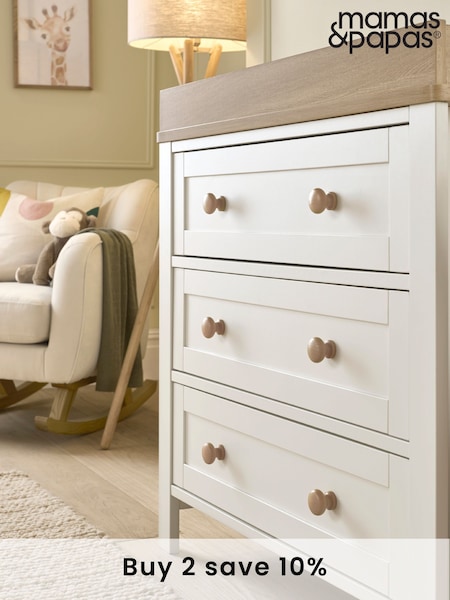 Mamas & Papas White Natural Wedmore Nursery Dresser Changer (F75085) | £430