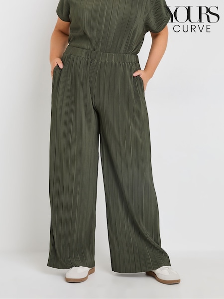Yours Curve Green Plisse Trousers Co-ord (F75098) | £31