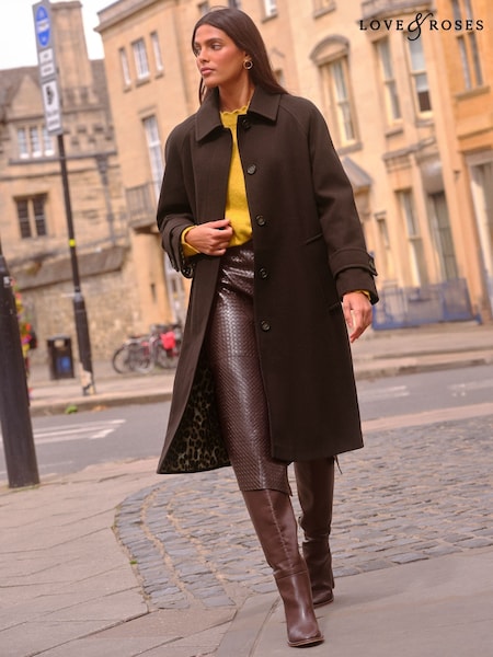 Love & Roses Chocolate Brown Car Coat (F75104) | £90