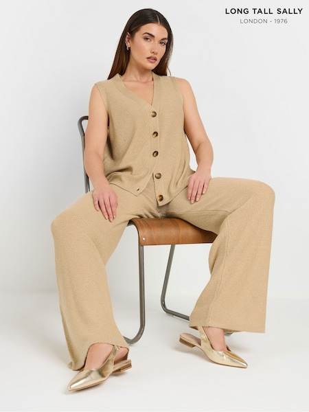 Long Tall Sally Natural Knitted Wide Leg Trousers (F75136) | £36