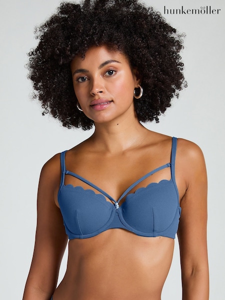 Hunkemoller Scallop Padded Underwired Black Bikini Top (F75186) | £34