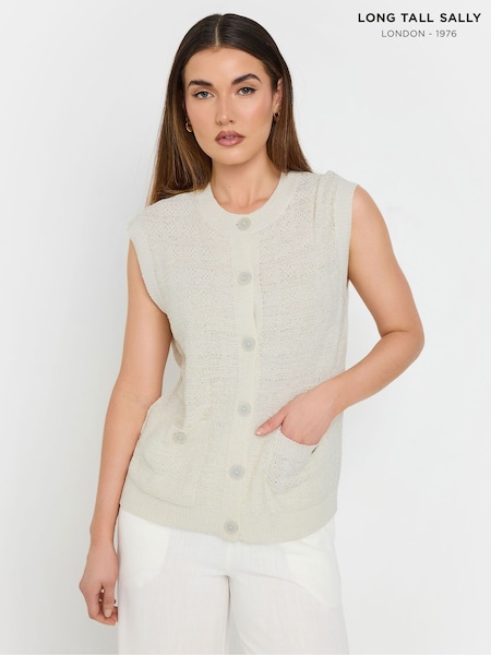 Long Tall Sally Natural Textured Metalised Fibre Button Through Vest (F75236) | £33