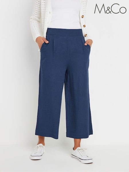 M&Co Blue Wide Leg Cropped Trousers (F75238) | £33
