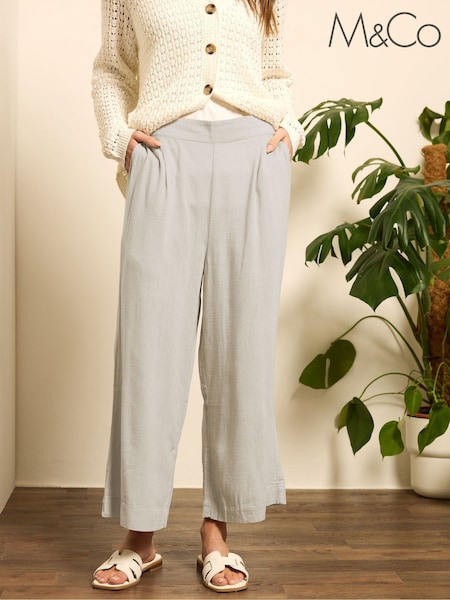 M&Co Natural Wide Leg Cropped Trousers (F75245) | £33