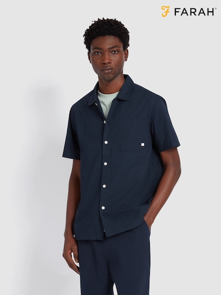 Farah Blue 100% Organic Cotton Ossie Short Sleeve Shirt (F75334) | £75
