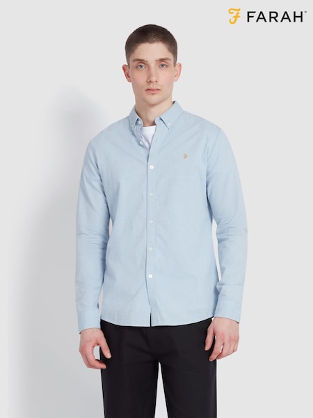Farah Steen Long Sleeve 100% Organic Cotton Shirt in Hazelnut Marl (F75351) | £75