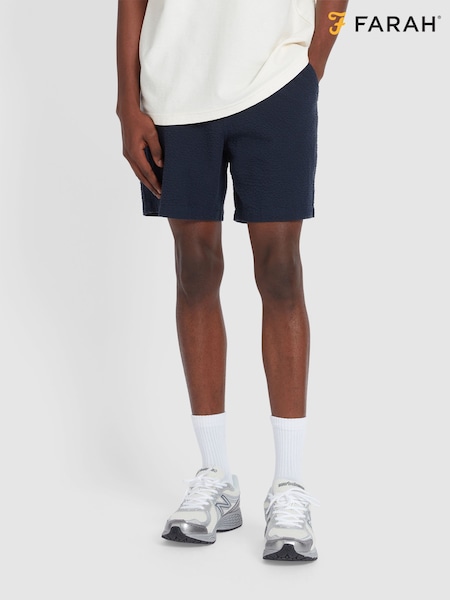 Farah Blue 100% Organic Cotton Redwald Seersucker Shorts (F75352) | £70