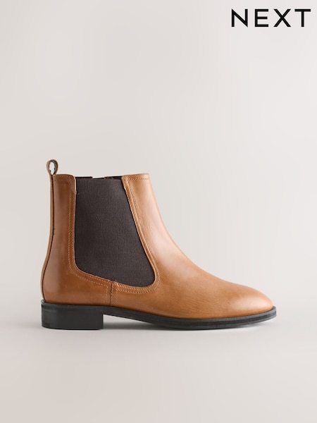 Tan Brown Leather Standard/Wide Fit Forever Comfort® Chelsea Ankle Boots (F75372) | £59