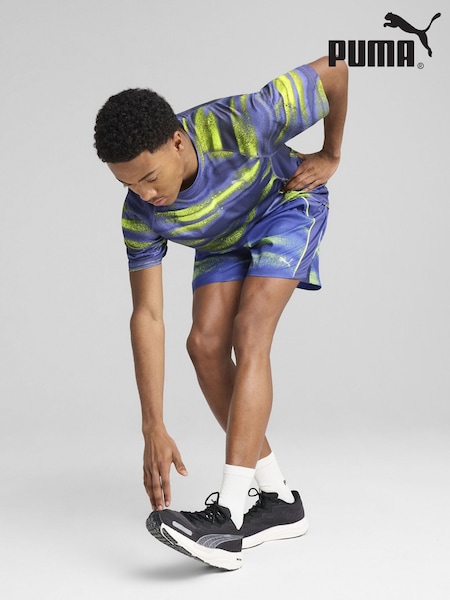 Puma Blue Mens VELOCITY All-Over Print Running T-Shirt (F75451) | £23