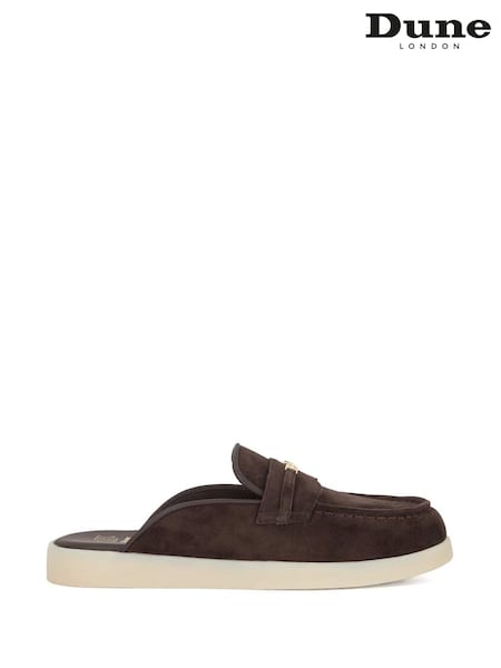 Dune London Brown Gracious Backless Branded Trim Loafers (F75479) | £99