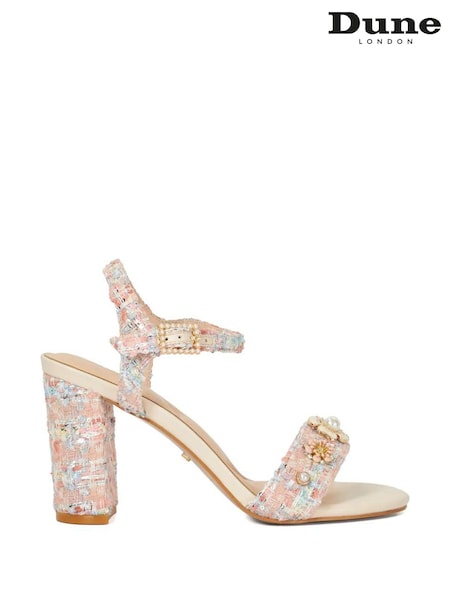 Dune London Pink Mention Enamel Boucle Flower Platform Sandals (F75488) | £99