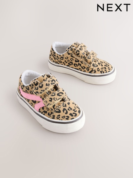 Brown Wide Fit (G) Touch Fasten Strap Printed Trainers (F75674) | £18 - £20
