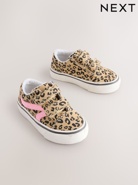 Brown Standard Fit (F) Touch Fasten Strap Printed Trainers (F75679) | £18 - £20