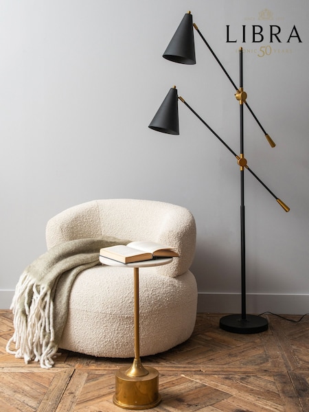 Libra Interiors Black Mercer Twin Head Floor Lamp E27 40W (F75706) | £400