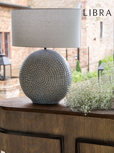 Libra Interiors Blue Lugo Ceramic Table Lamp (F75711) | £160