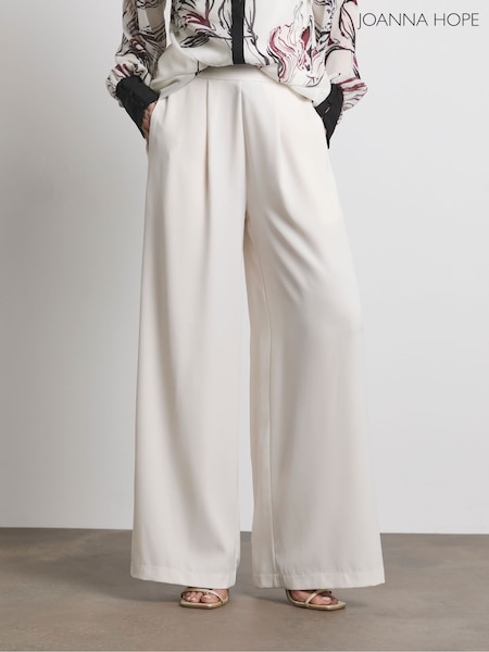 Joanna Hope Tailored Wide Leg Trousers In Ivory (F75727) | £65