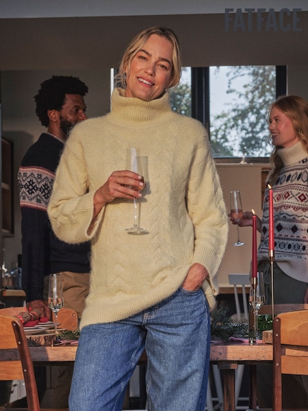 FatFace Celia Yellow Knitted Roll Neck Jumper (F75759) | £62