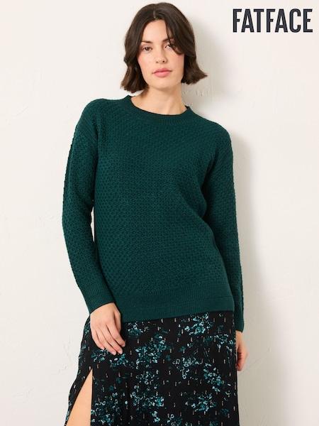 FatFace Ella Dark Teal Blue Textured Knitted Jumper (F75785) | £49.50