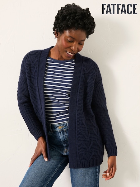 FatFace Ezzie Navy Knitted Edge To Edge Cardigan (F75786) | £69